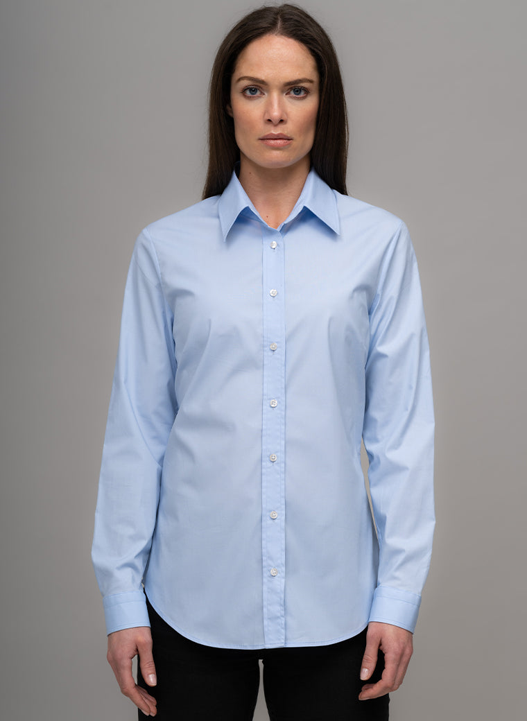 COLLEEN BASIC LIGHT BLUE EASY FIT COTTON SHIRT