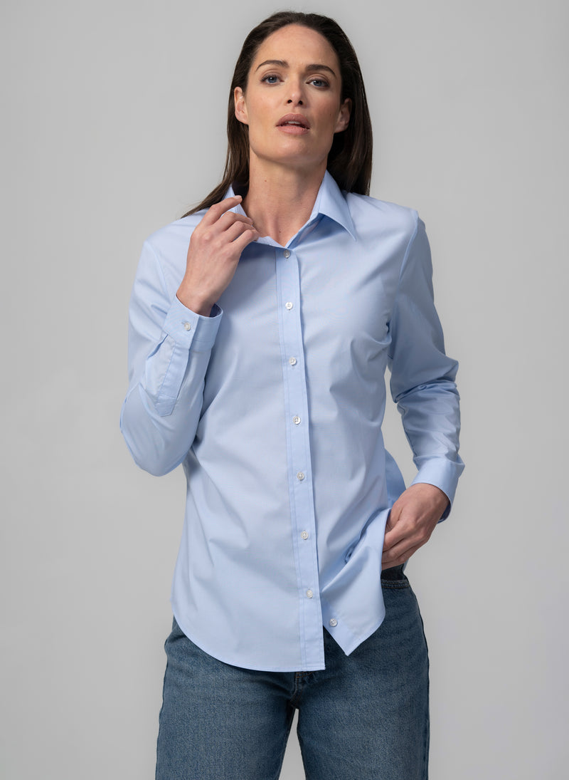 COLLEEN "THE CLASSIC" LIGHT BLUE BASIC EASY FIT COTTON SHIRT