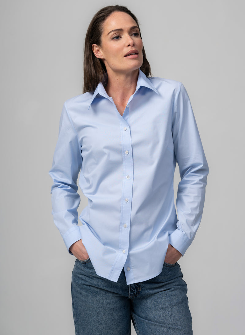 COLLEEN "THE CLASSIC" LIGHT BLUE BASIC EASY FIT COTTON SHIRT