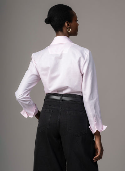 Colleen "The Classic" Pink Linen Weave Semi-fit Basic Shirt