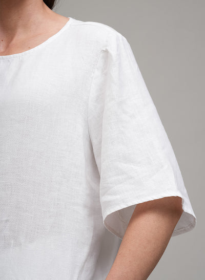 DANETTE EASY FIT LINEN BLOUSE IN WHITE