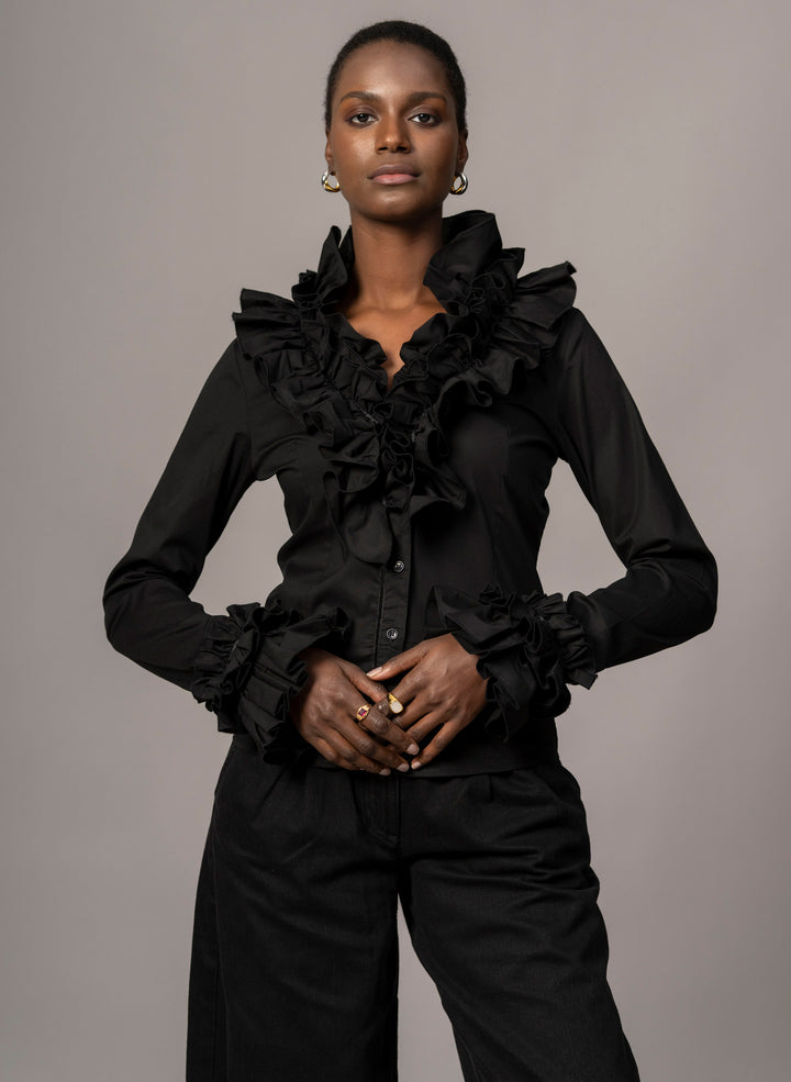 Women's Evening Shirt with Frill Collar & Cuffs | The Shirt Company