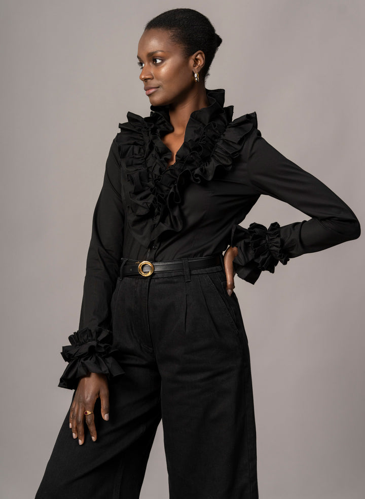 Women's Evening Shirt with Frill Collar & Cuffs | The Shirt Company