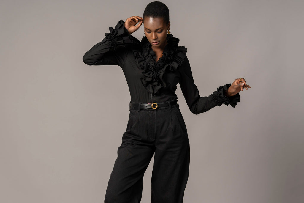 Filadelfia Tailored Fit Ruffle Collar Cuff Cotton Poplin