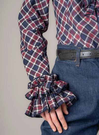 Filadelfia Tartan Check Tailored Ruffle Collar and Cuff Shirt