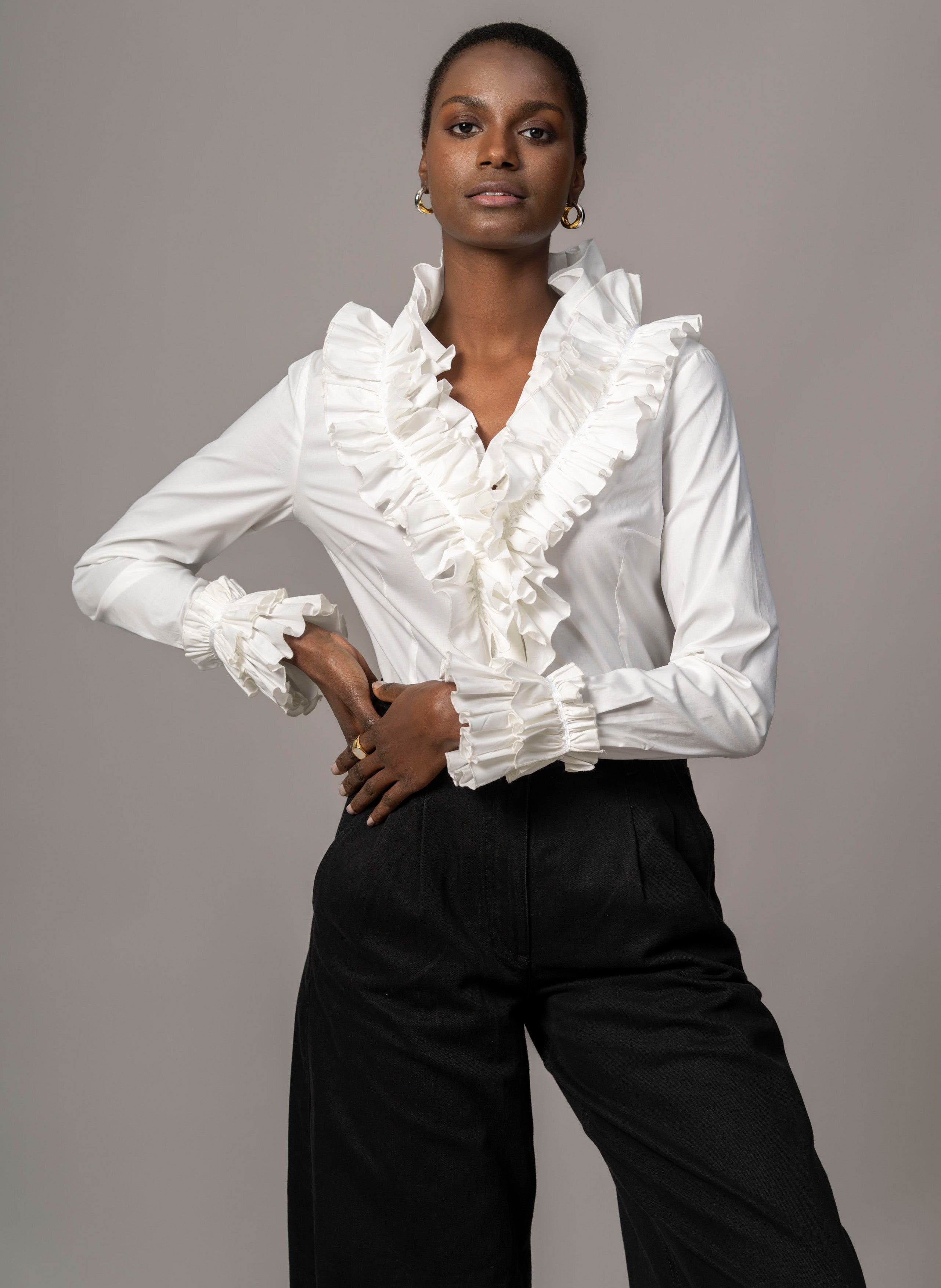 Women's Evening Shirt with Frill Collar & Cuffs | The Shirt Company
