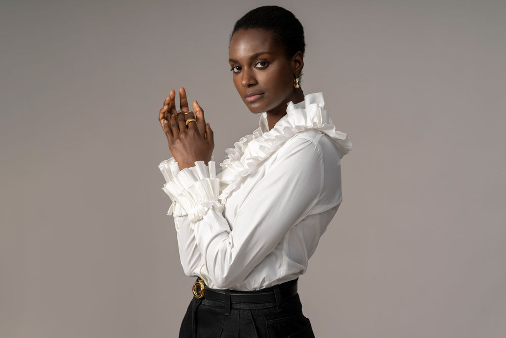 Filadelfia Tailored Fit Ruffle Collar Cuff Cotton Poplin