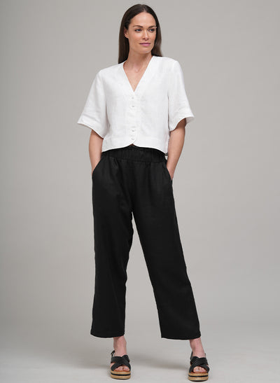GRETEL CROPPED EASY FIT LINEN SHIRT JACKET IN WHITE