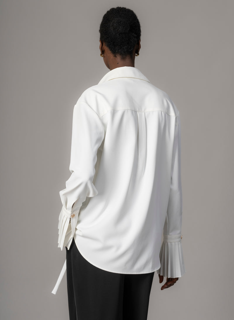 Lottie Ivory Easy Fit Blouse with Pleated Exaggerated Cuffs