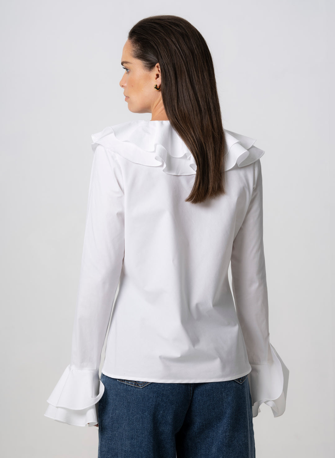 white frilly blouses uk