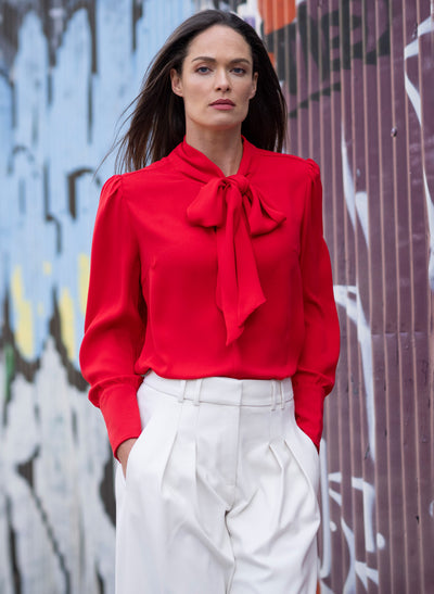 Mathilde Red Pussy Bow Blouse
