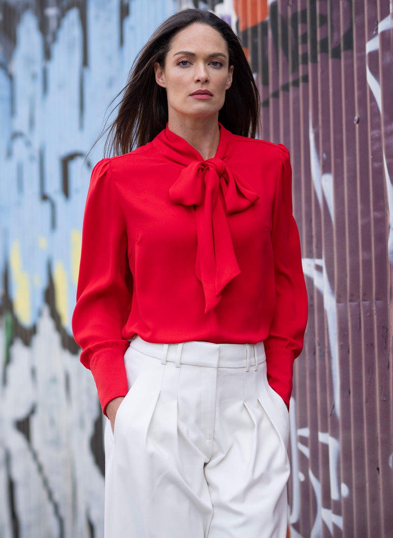 Mathilde Red Pussy Bow Blouse