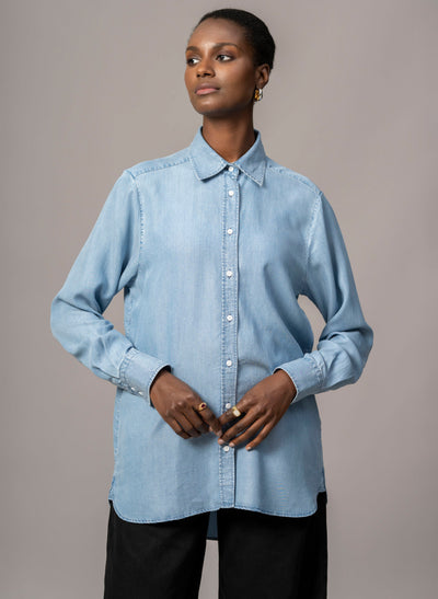 Max "The Boyfriend" Shirt in Drapey Chambray Denim