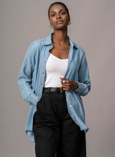 Max "The Boyfriend" Shirt in Drapey Chambray Denim