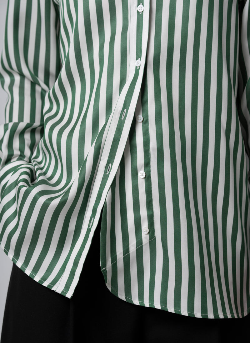 Max Green Stripe Relaxed Fit Shirt in Tencel