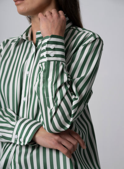 Max Green Stripe Relaxed Fit Shirt in Tencel