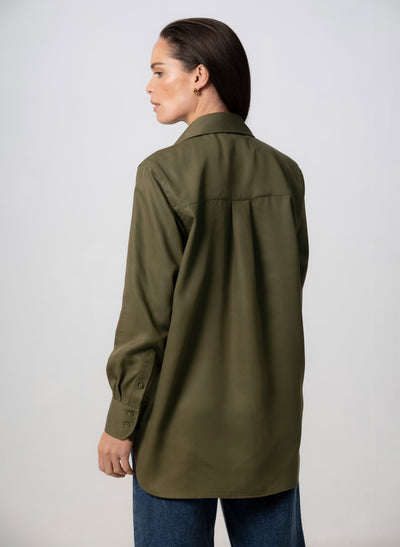 Max Khaki Relaxed Fit Shirt in Tencel