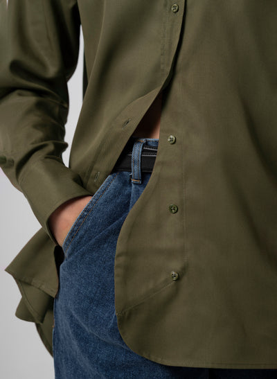 Max Khaki Relaxed Fit Shirt in Tencel
