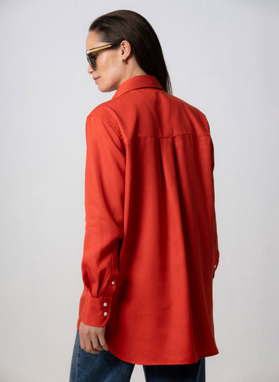 Max Red-Orange Relaxed Fit Shirt in Tencel