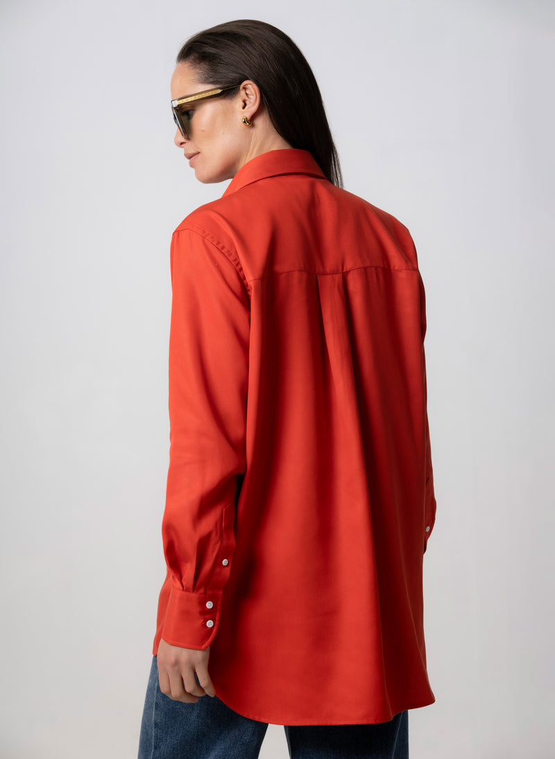 Max Red-Orange Relaxed Fit Shirt in Tencel