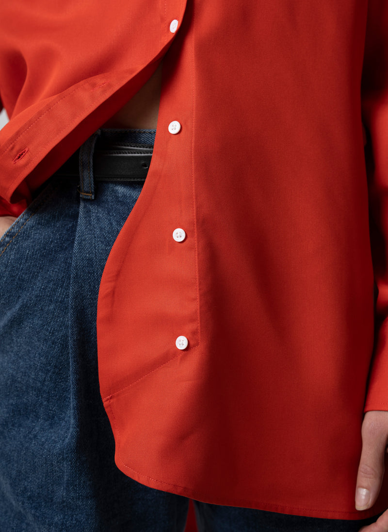 Max Red-Orange Relaxed Fit Shirt in Tencel