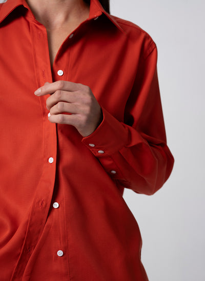 Max Red-Orange Relaxed Fit Shirt in Tencel