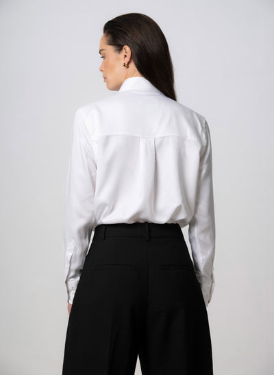 Max White Relaxed Fit Shirt in Tencel