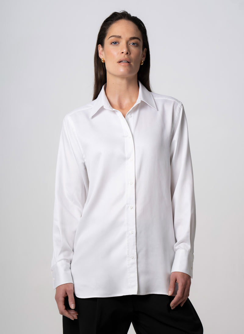 Max White Relaxed Fit Shirt in Tencel