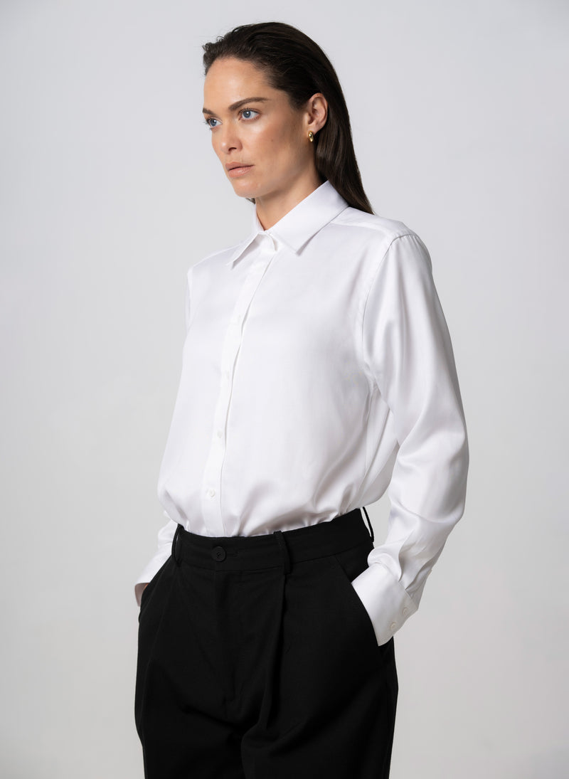 Max White Relaxed Fit Shirt in Tencel