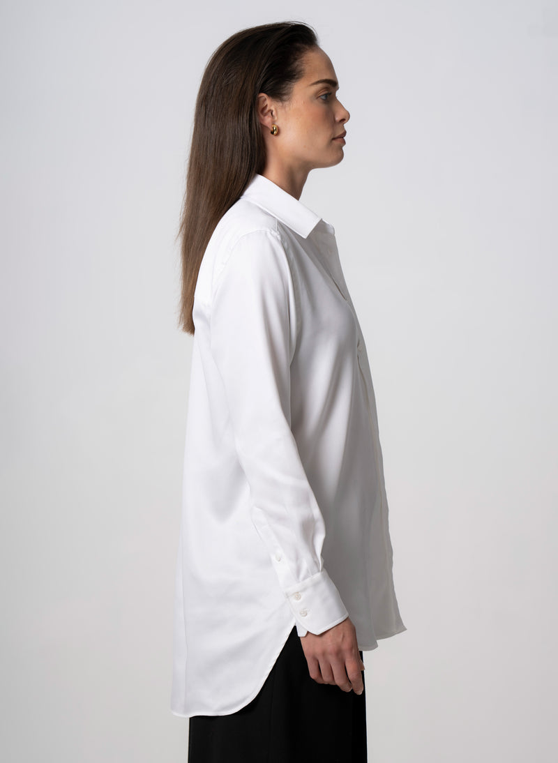 Max White Relaxed Fit Shirt in Tencel