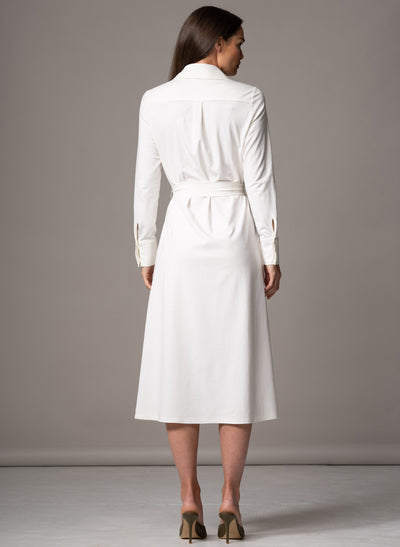 MELBOURNE IVORY PUNTA DI MILANO SCULPT KNIT EVERYDAY MIDI SHIRT DRESS