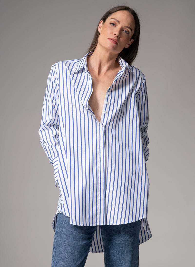 MISTER DARCY "THE HUSBAND" BLUE & WHITE STRIPE COTTON SHIRT