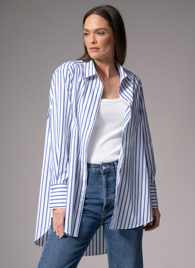 MISTER DARCY "THE HUSBAND" BLUE & WHITE STRIPE COTTON SHIRT