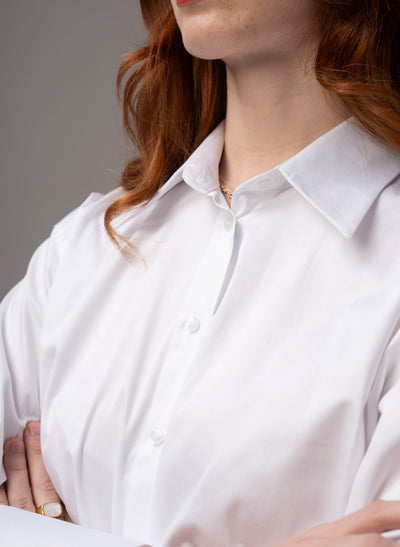 Parisienne "The French Girl" White Oversized Organic Cotton Sateen Shirt