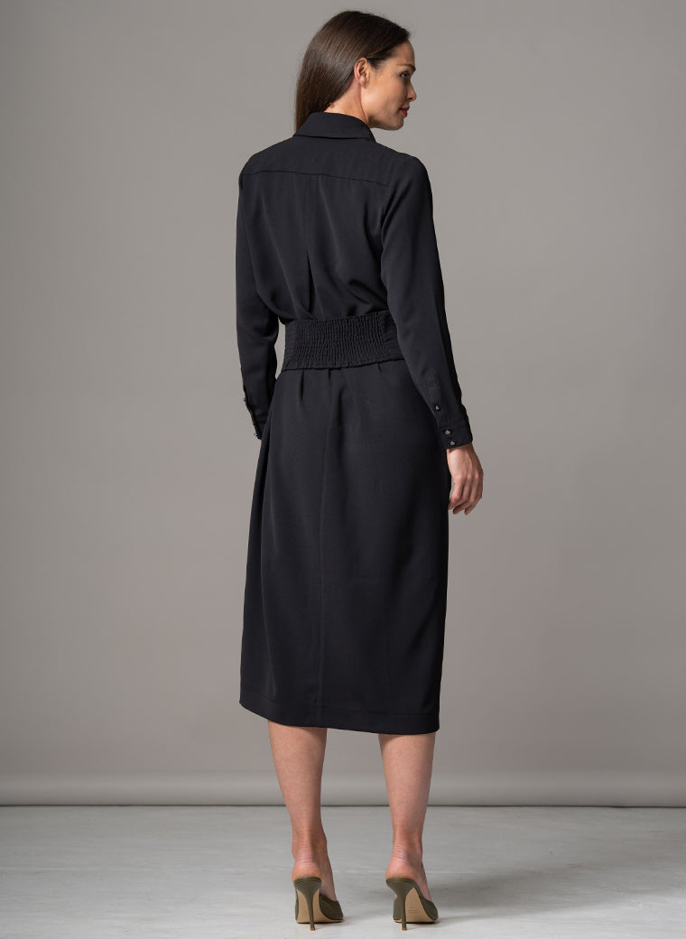 ROMINA BLACK WAIST DEFINING CLASSIC SHIRT DRESS