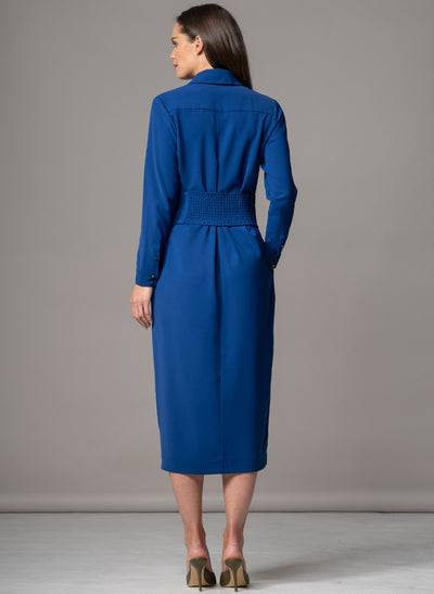 ROMINA ROYAL BLUE WAIST DEFINING CLASSIC SHIRT DRESS