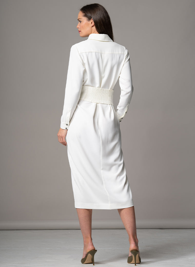 ROMINA IVORY WAIST DEFINING CLASSIC SHIRT DRESS