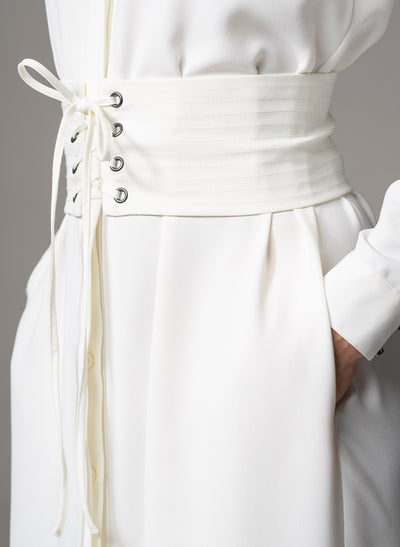 ROMINA IVORY WAIST DEFINING CLASSIC SHIRT DRESS