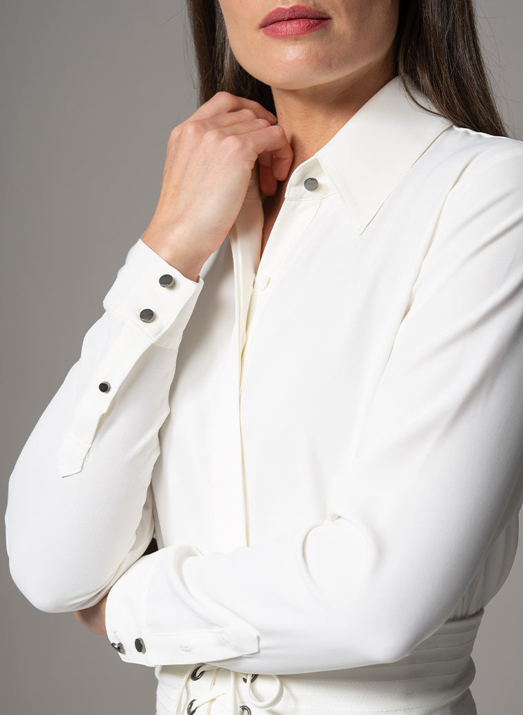 ROMINA IVORY WAIST DEFINING CLASSIC SHIRT DRESS