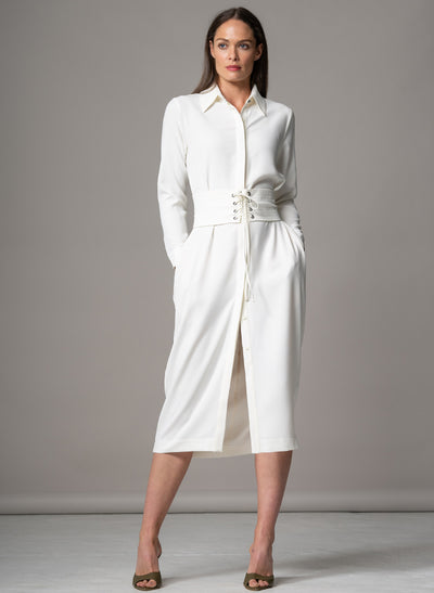 ROMINA IVORY WAIST DEFINING CLASSIC SHIRT DRESS