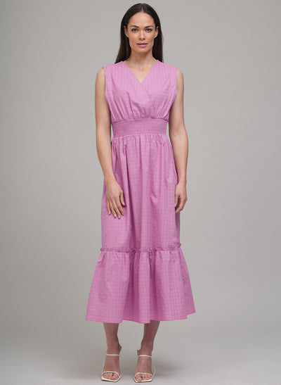 ROSE MIDI SHIRT DRESS IN PINK SELF-CHECK COTTON