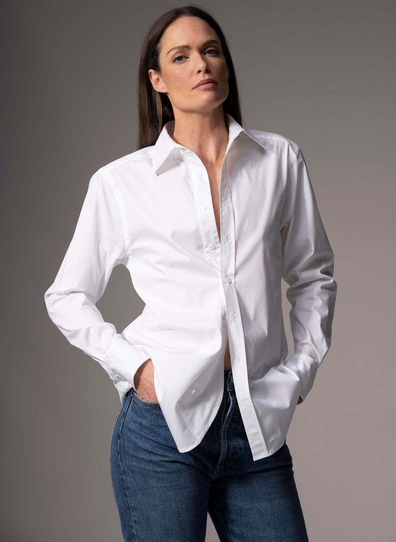 Max White Relaxed Fit Cotton Poplin Shirt