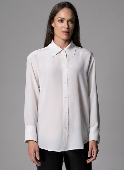 SHEENA OYSTER OVERSIZED SILK CREPE DE CHINE EVERYDAY BLOUSE