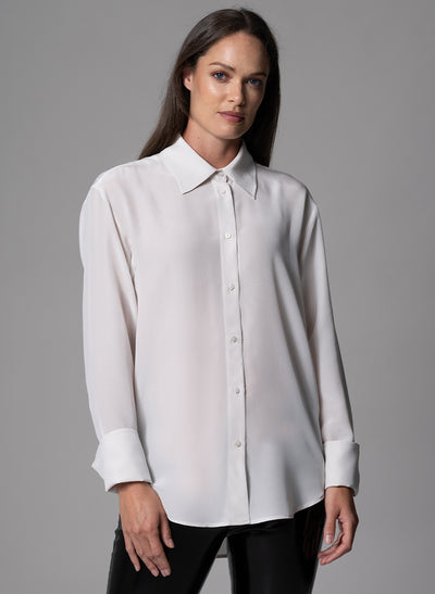SHEENA OYSTER OVERSIZED SILK CREPE DE CHINE EVERYDAY BLOUSE