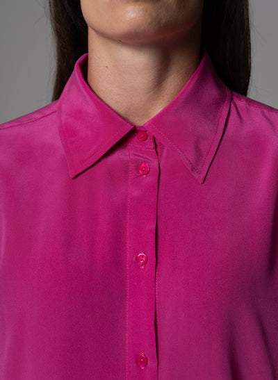 SHEENA MAGENTA OVERSIZED SILK CREPE DE CHINE EVERYDAY BLOUSE