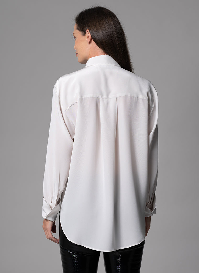 SHEENA OYSTER OVERSIZED SILK CREPE DE CHINE EVERYDAY BLOUSE