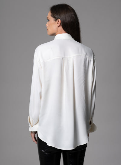 SHEENA IVORY OVERSIZED DRAPE SATIN EVERYDAY BLOUSE