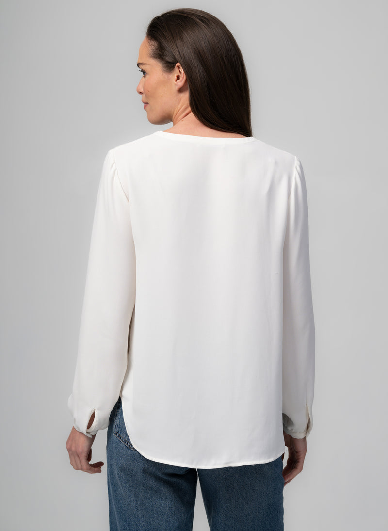 Sophie V-Neck Loose Fit Ivory Blouse