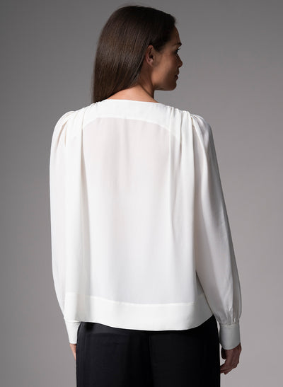 SORAYA IVORY CONTEMPORARY SANDWASHED CREPE SILK BLOUSE