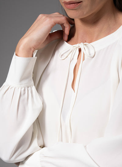 SORAYA IVORY CONTEMPORARY SANDWASHED CREPE SILK BLOUSE